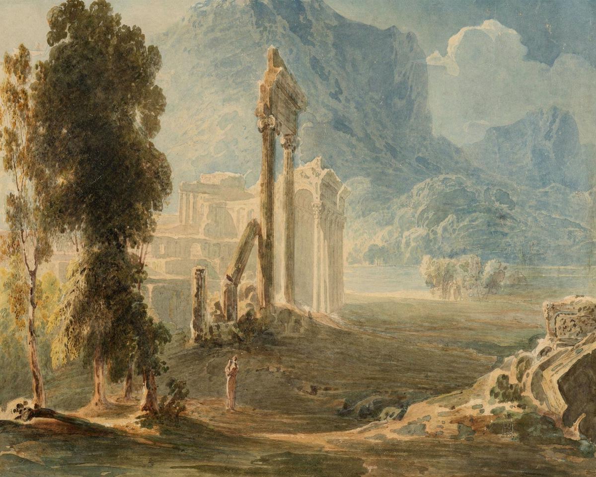 Classical Ruins and Mountains by John Martin — archival fine-art print from Fable