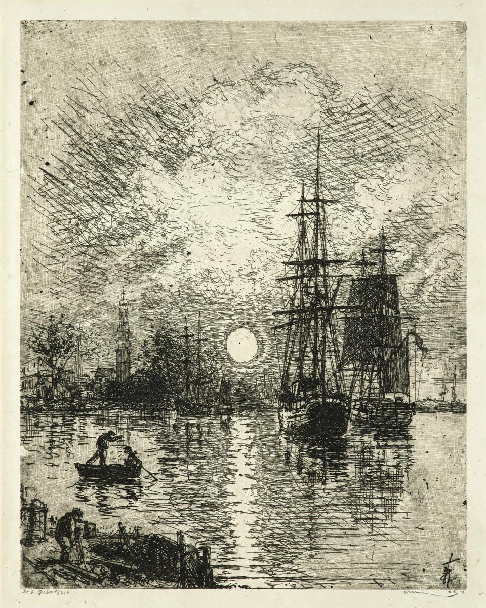 Setting Sun, Antwerp Harbor by Johan Barthold Jongkind
Dutch, 1819-1891 — archival fine-art print from Fable