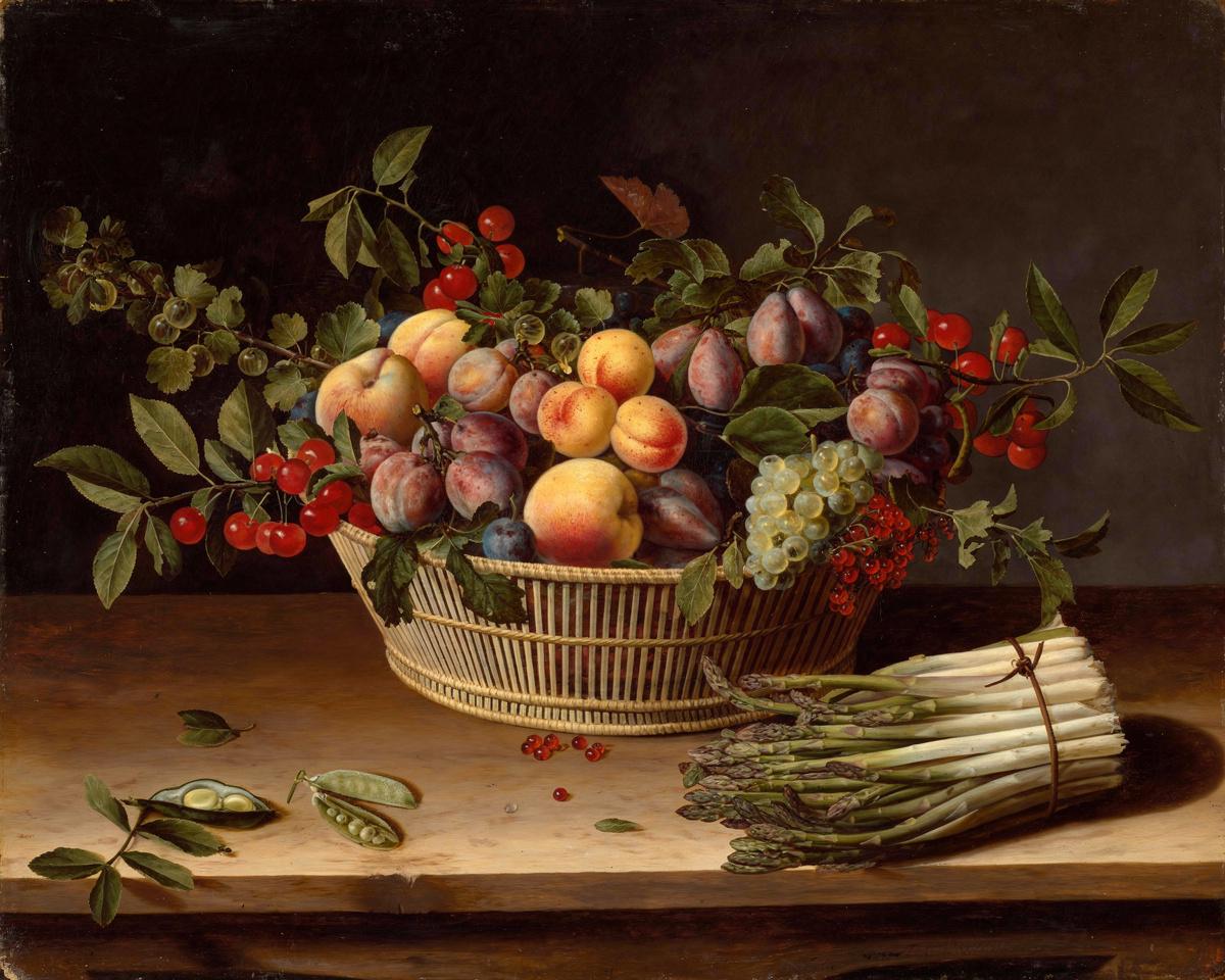 Still Life with Fruit and Asparagus by Louise Moillon — archival fine-art print from Fable