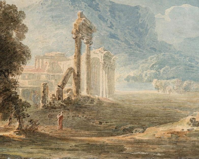 Classical Ruins and Mountains by John Martin — archival fine-art print from Fable