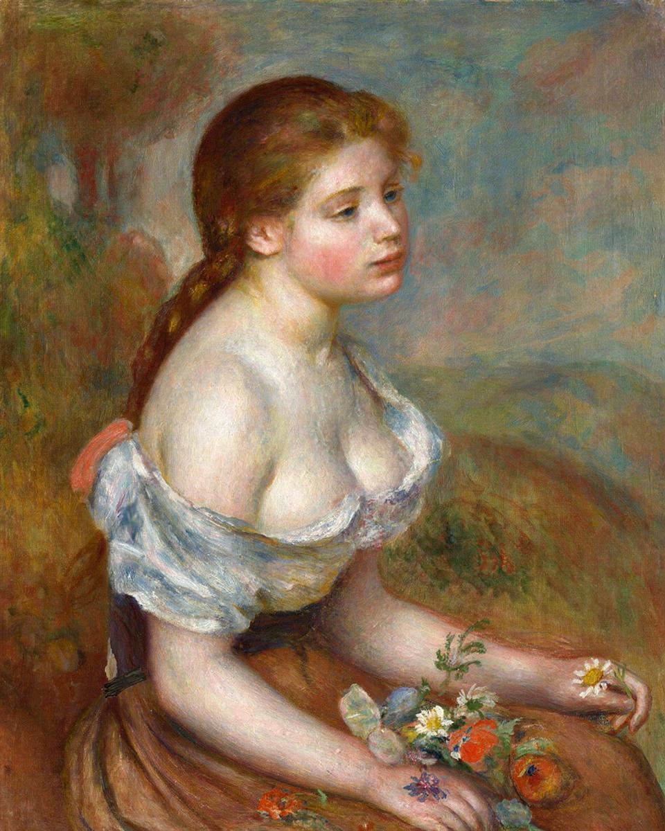 A Young Girl with Daisies by Auguste Renoir — archival fine-art print from Fable