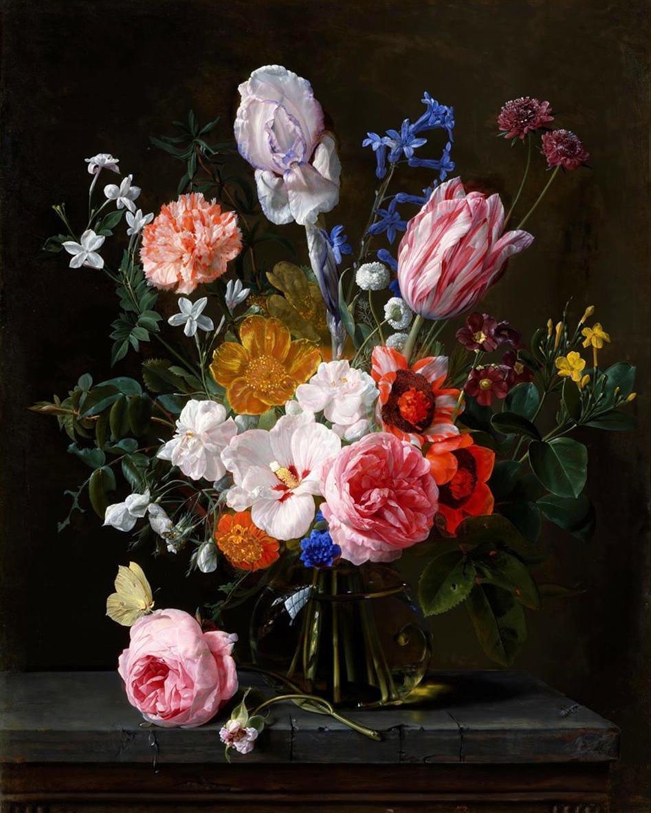 A Bouquet of Flowers in a Crystal Vase by Nicolaes van Veerendael — archival fine-art print from Fable