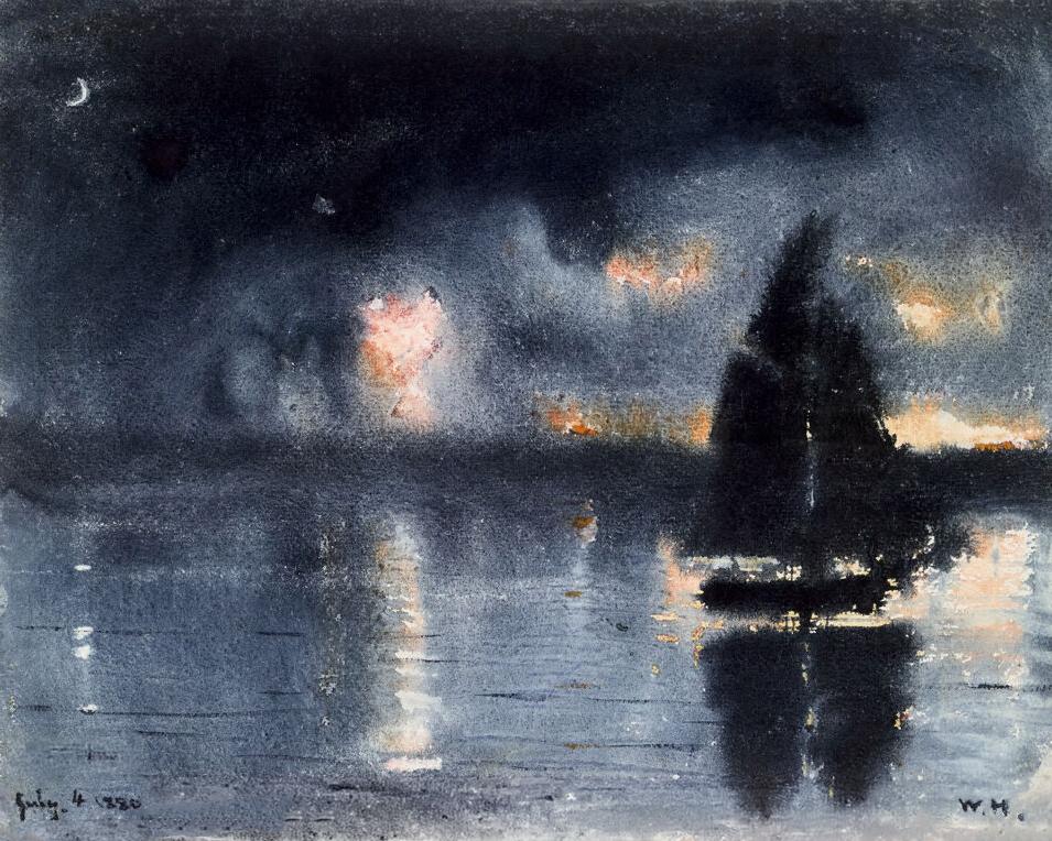 Sailboat and Fourth of July Fireworks by Winslow Homer — archival fine-art print from Fable