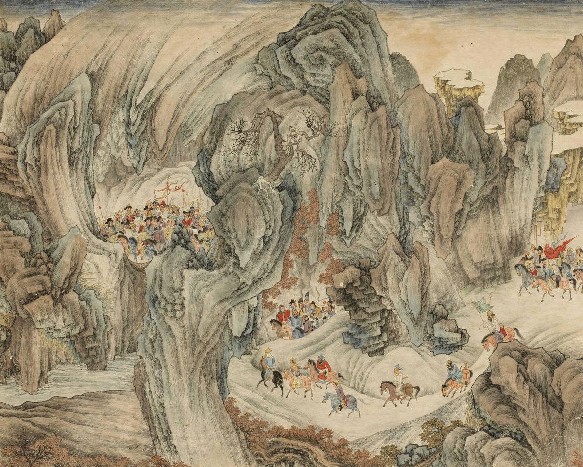 A Hunt in the Mountains of Heaven by Artist unknown [spurious signature of Zhao Mengfu (1254-1322), dated 1301]
Chinese — archival fine-art print from Fable