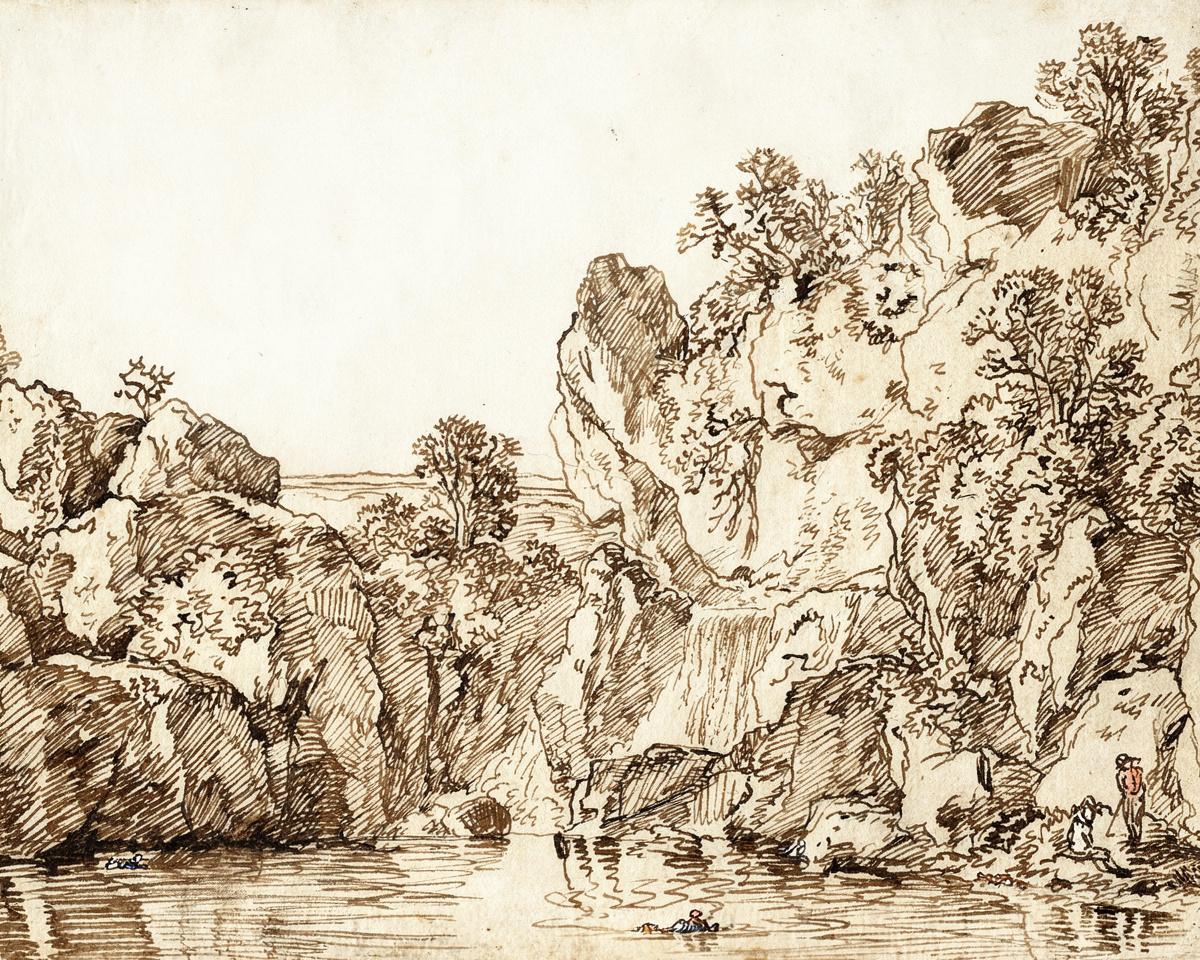 Rocky Landscape with a Lake by Franz Kobell — archival fine-art print from Fable