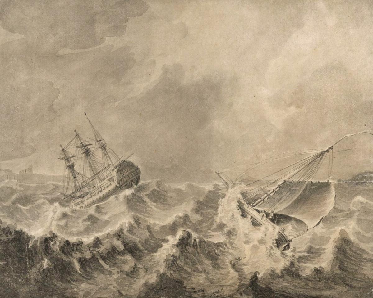 Ships Riding Out a Storm by Baur , Nicolaas — archival fine-art print from Fable