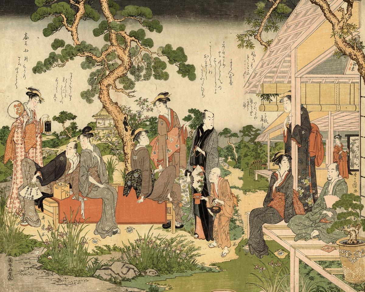 Enjoying the Cool in a Garden by Kitagawa Utamaro 喜多川 歌麿
Japanese, c.1753-1806 — archival fine-art print from Fable