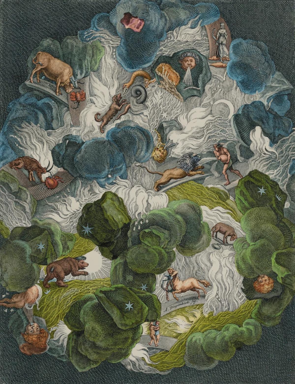 Chaos, or the Origin of the World by Bernard Picart and other engravers, Le Temple des Muses (1749 edition) — archival fine-art print from Fable