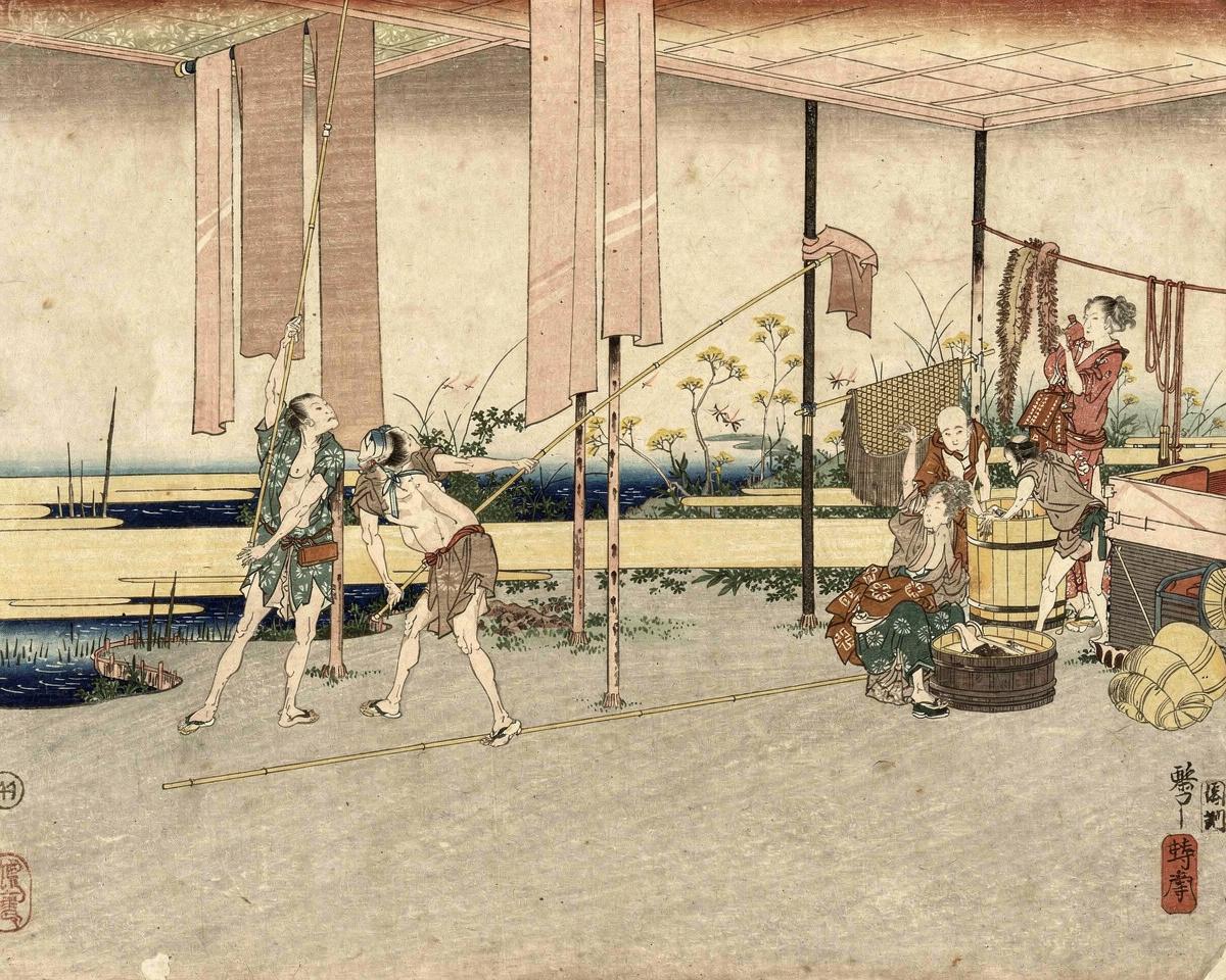 Dyers at Work by Katsushika Hokusai — archival fine-art print from Fable