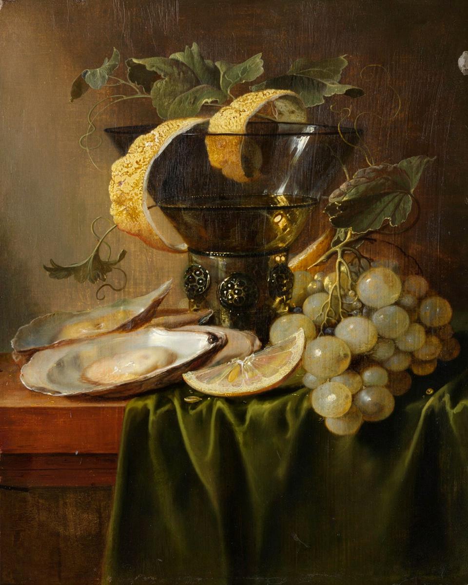 Still Life with a Glass and Oysters by Jan Davidsz de Heem — archival fine-art print from Fable