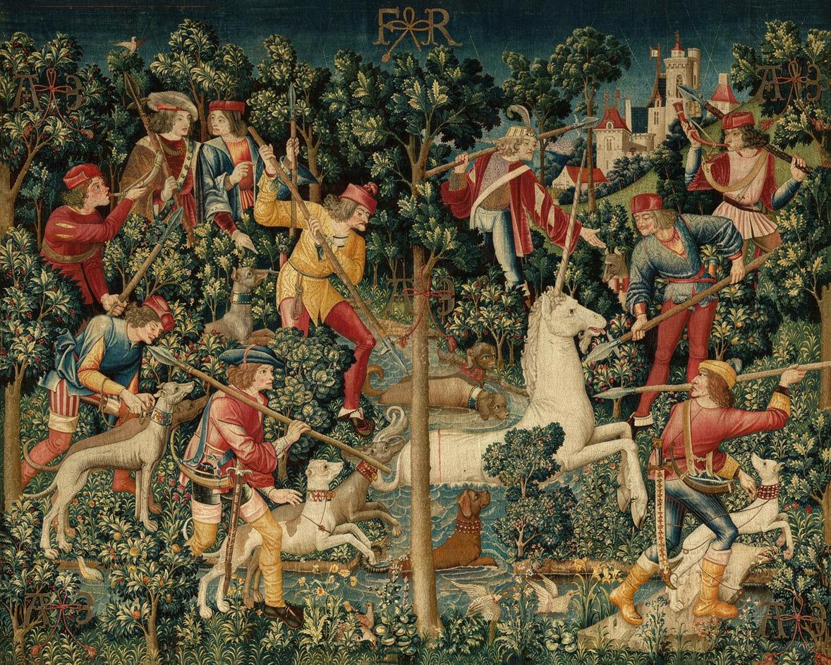 The Unicorn Crosses a Stream — archival fine-art print from Fable