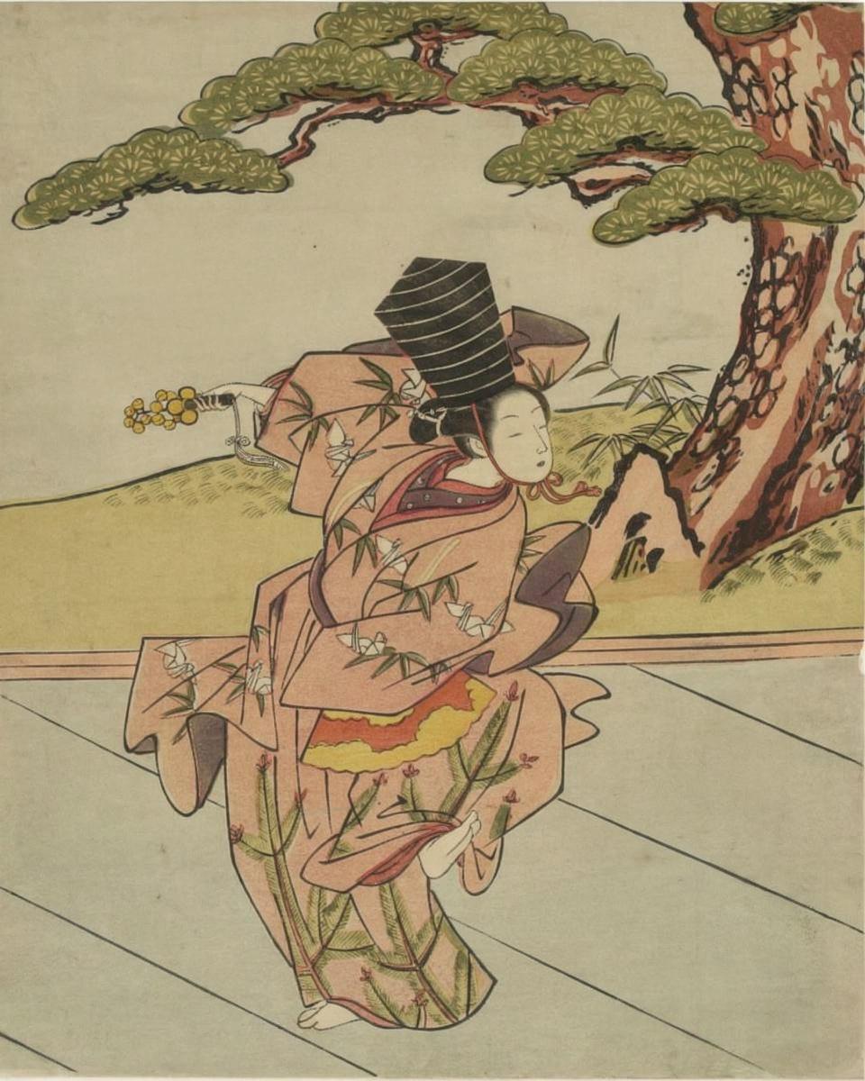 Woman Dancing Sanbasō by Suzuki Harunobu 鈴木春信 — archival fine-art print from Fable