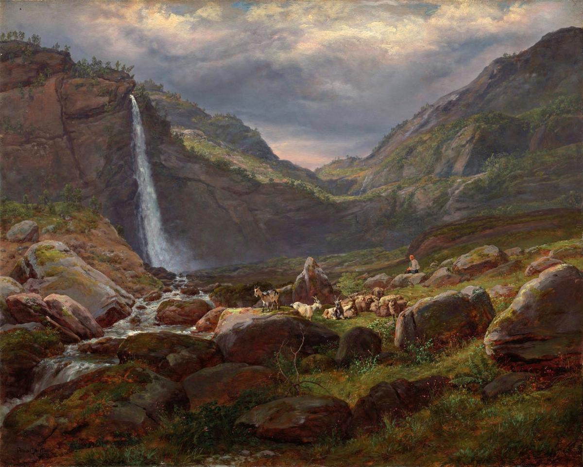Feige Waterfall (Feigefossen), Lysterfjord, Norway by Johan Christian Clausen Dahl — archival fine-art print from Fable