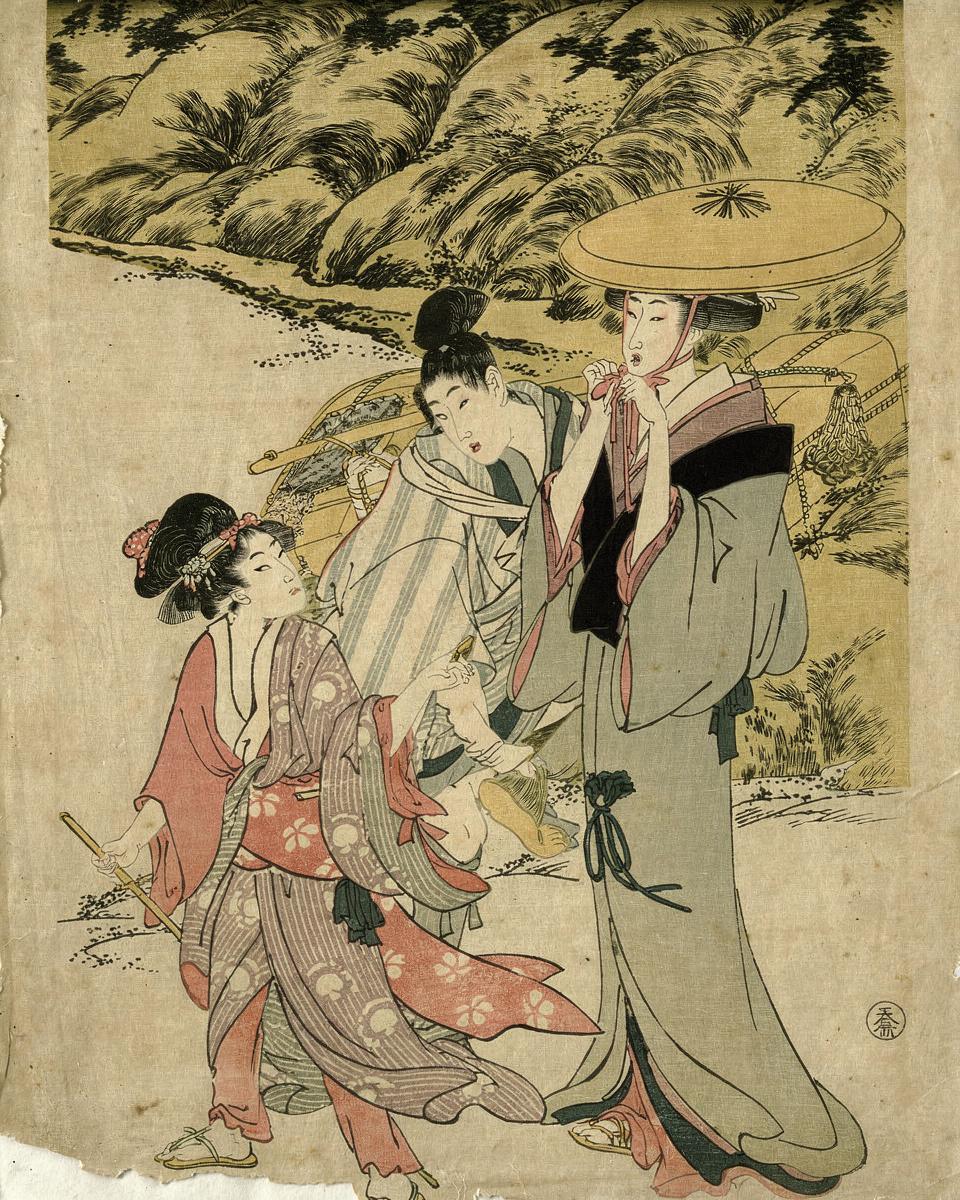 [江の島浜辺遊び] / 歌麿筆 by Kitagawa, Utamaro (1753-1806). Dessinateur du modèle — archival fine-art print from Fable