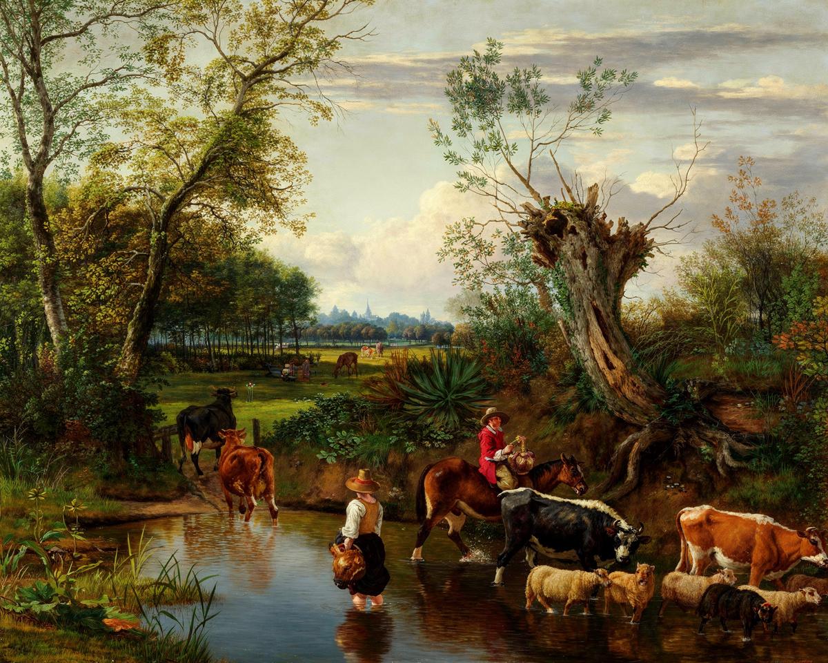 Peasants Crossing a Stream by Jan Siberechts — archival fine-art print from Fable