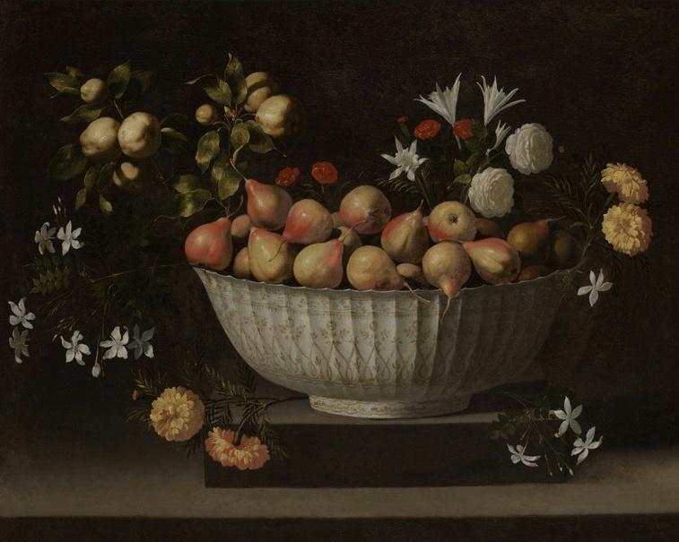 Flowers and Fruit in a Porcelain Bowl by Juan de Zurbarán — archival fine-art print from Fable