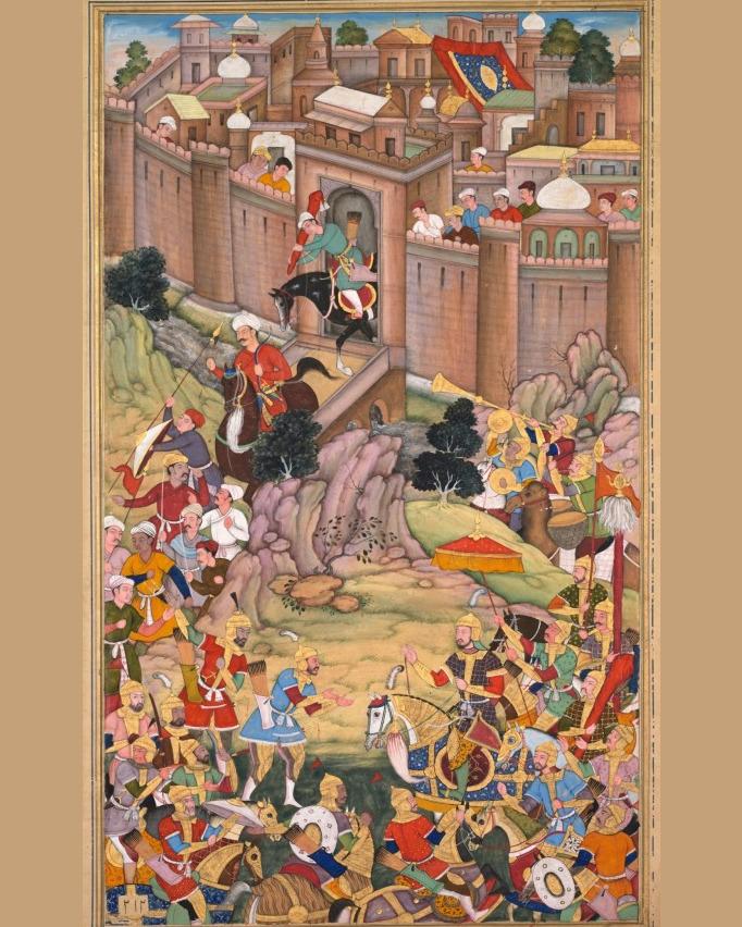 The Siege of Arbela by Basavana (Indian, active c. 1560–1600), Sur Das Gujarati — archival fine-art print from Fable