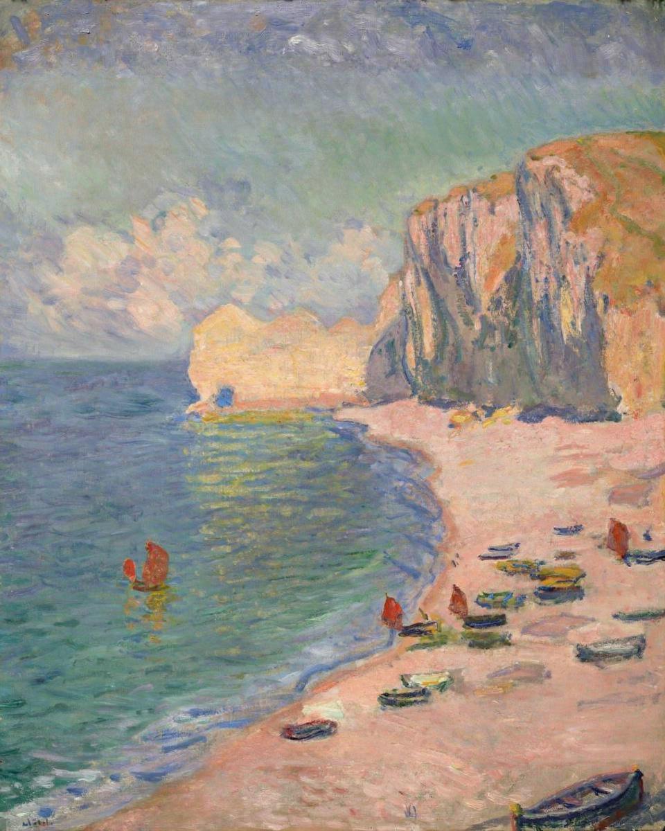 Étretat: The Beach and the Falaise d'Amont by Claude Monet — archival fine-art print from Fable