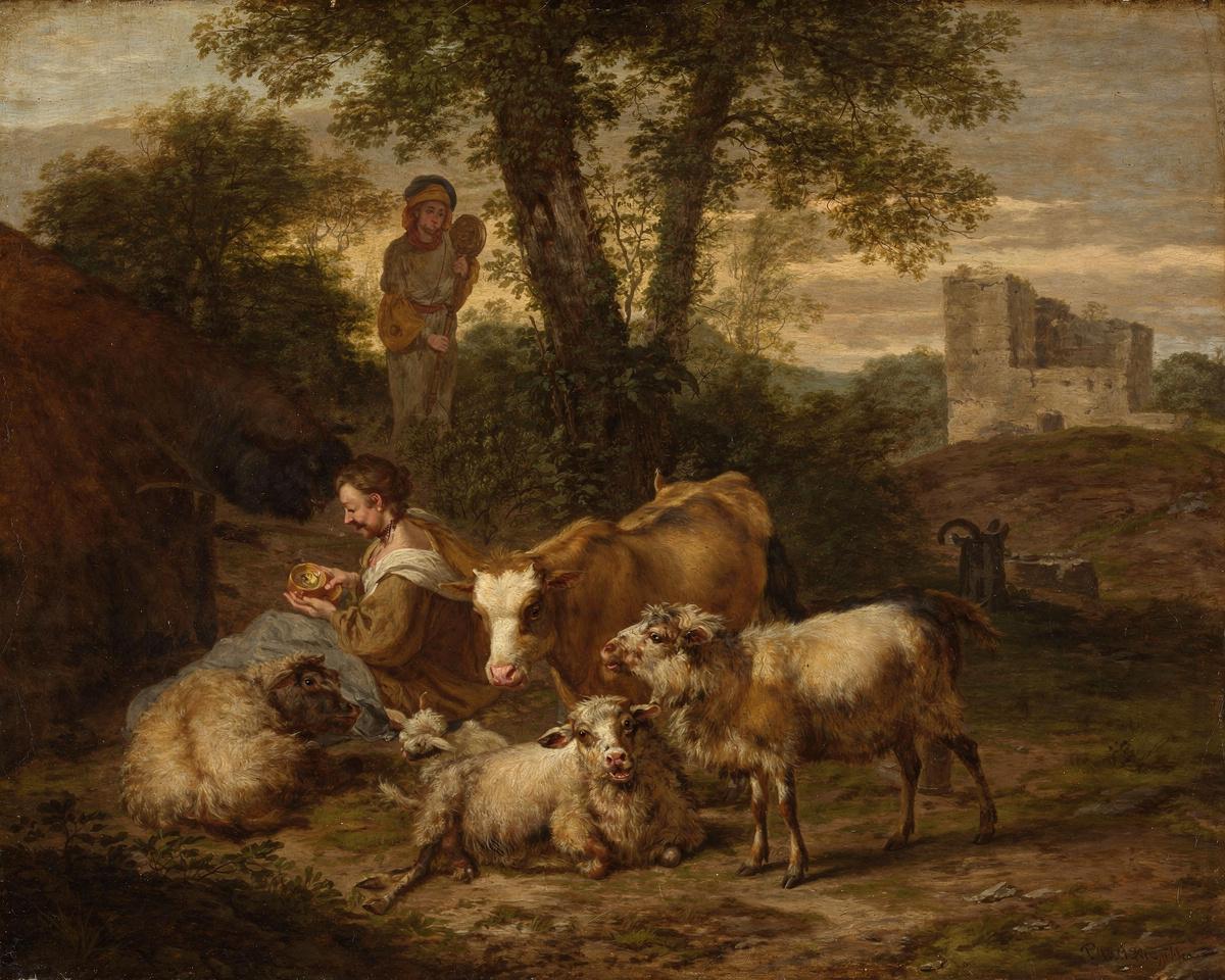 Italian Landscape with Shepherdess and Flocks — archival fine-art print from Fable