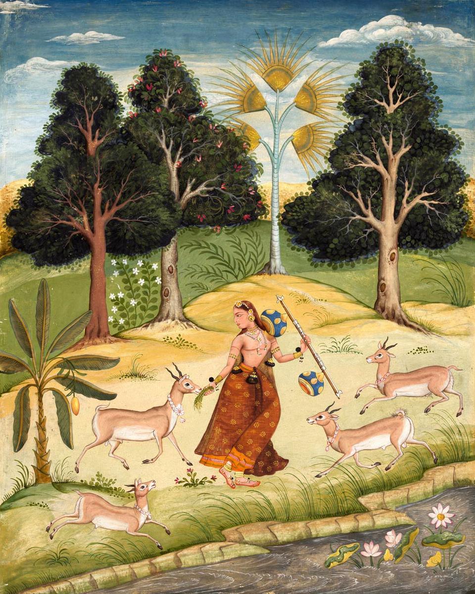 Woman Feeding Deer: Todi Ragini, from a Ragamala — archival fine-art print from Fable