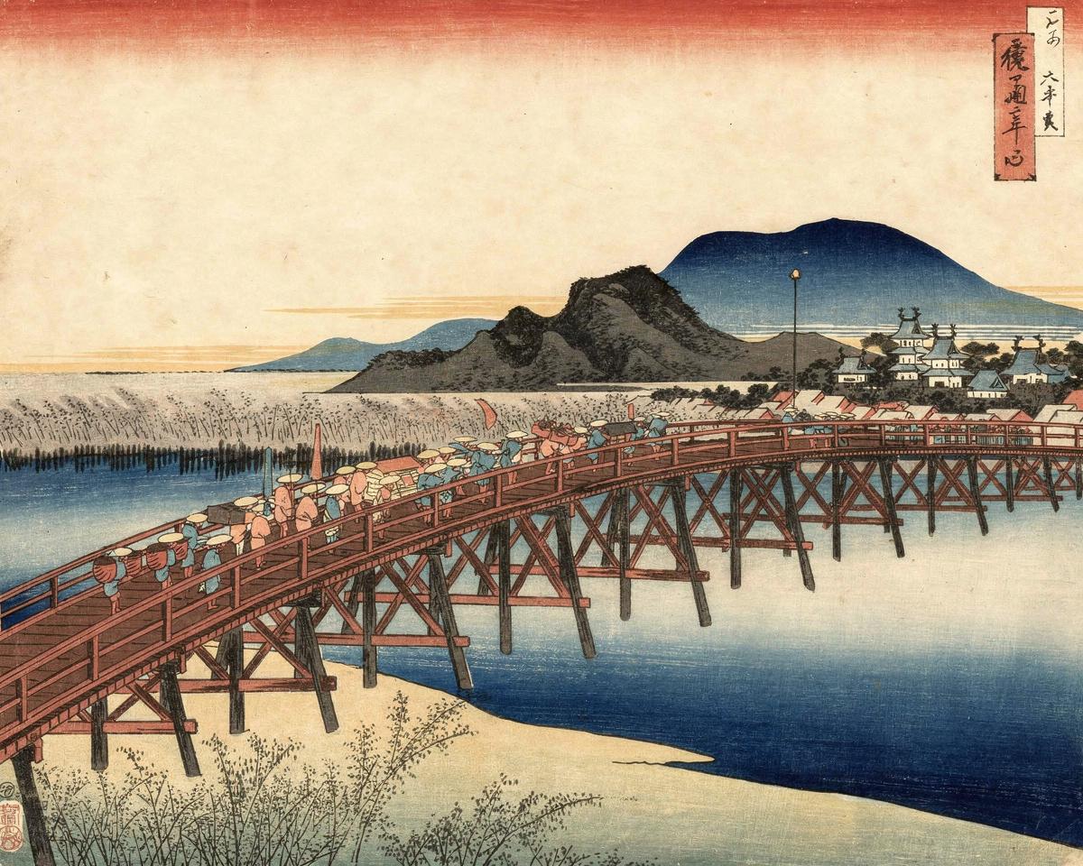 Yahagi Bridge, Okazaki by Utagawa Hiroshige — archival fine-art print from Fable