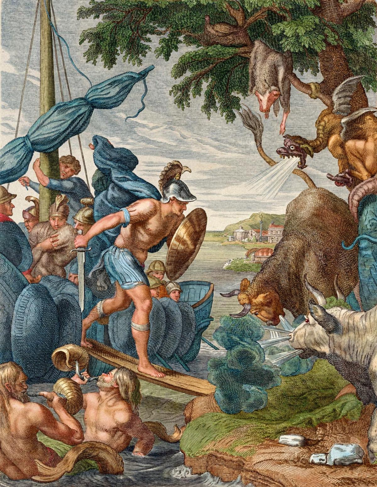 Jason and the Golden Fleece by Bernard Picart and other engravers, Le Temple des Muses (1749 edition) — archival fine-art print from Fable