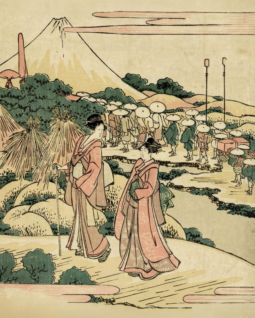 Traveling by River by Katsushika Hokusai 葛飾北斎 — archival fine-art print from Fable