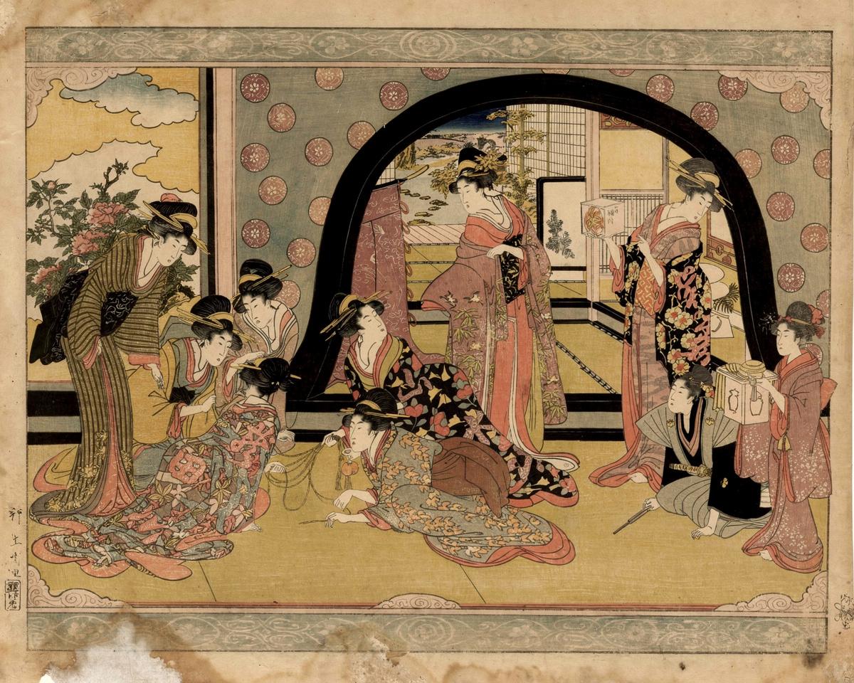 Drawing Lots for Prizes (Ho biki) by Kitagawa Utamaro 喜多川 歌麿
Japanese, c.1753-1806 — archival fine-art print from Fable