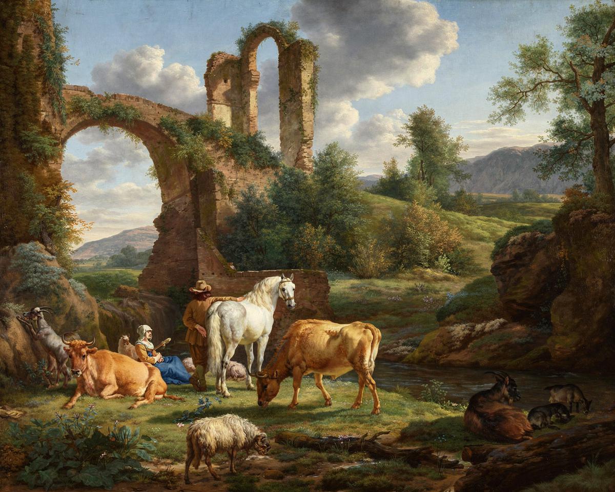 Pastoral Landscape with Ruins by Adriaen van de Velde — archival fine-art print from Fable