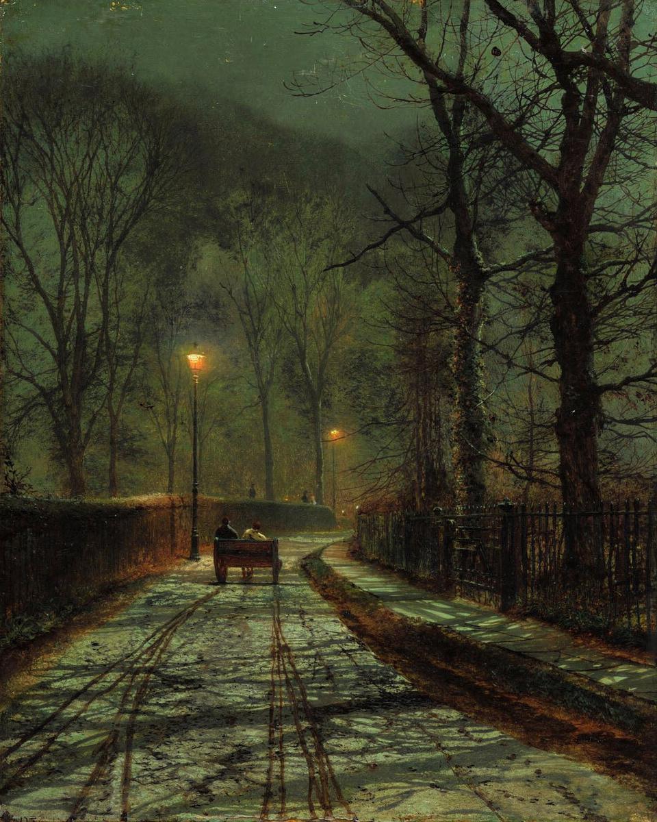 Lane Scene at Night by John Atkinson Grimshaw — archival fine-art print from Fable