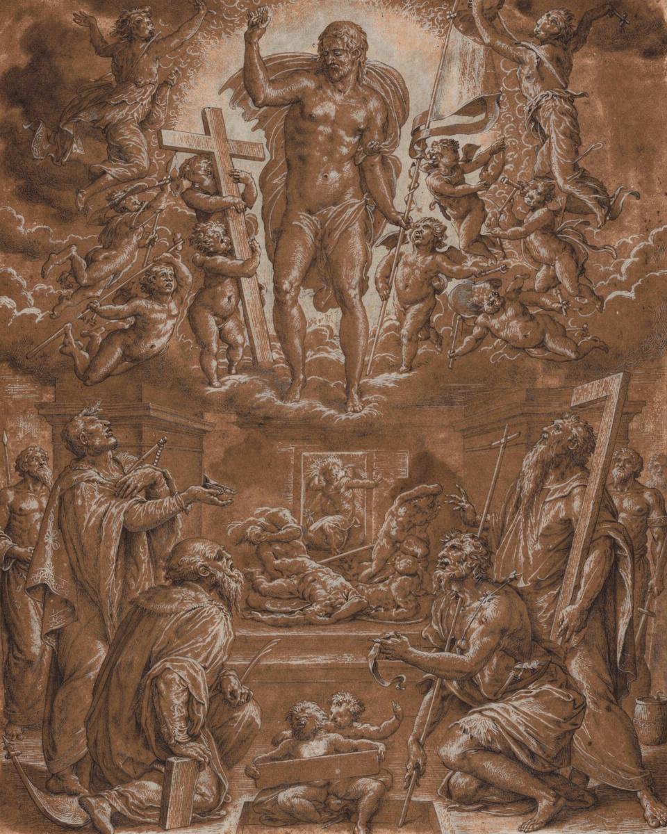 The Risen Christ Adored by Saints and Angels by Giorgio Vasari — archival fine-art print from Fable