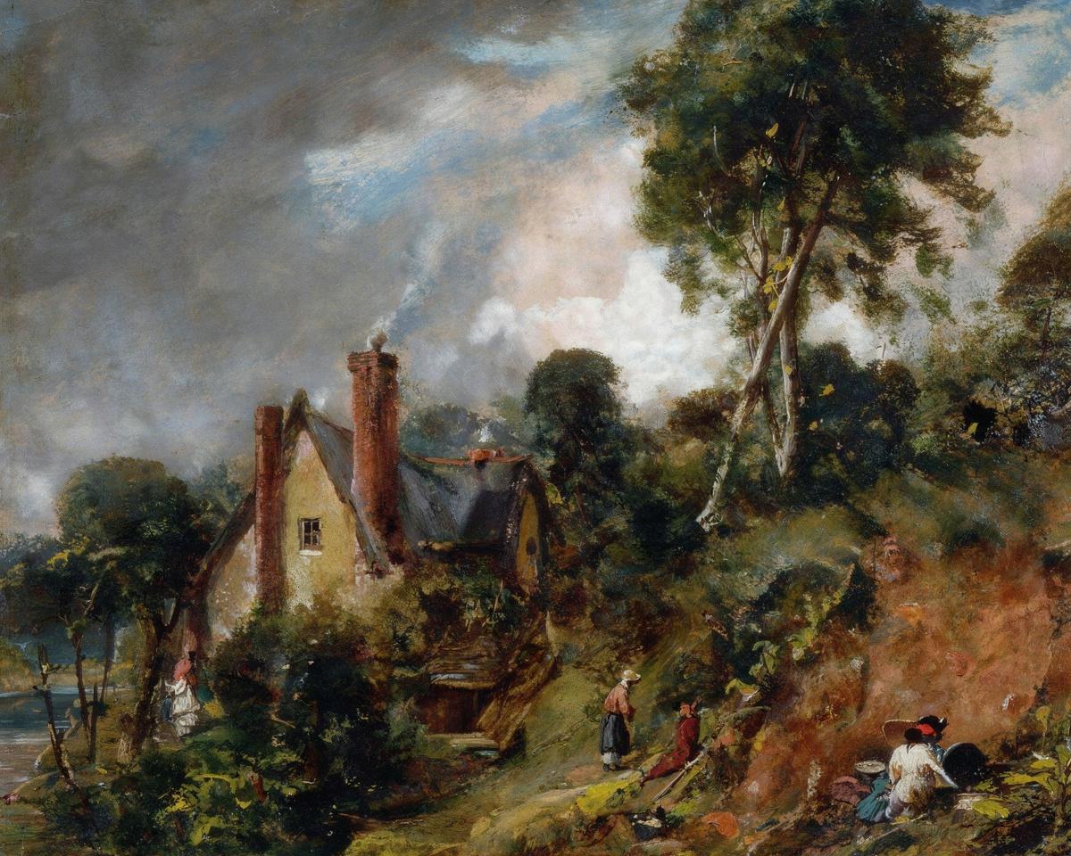 A Cottage among Trees, with a Sandbank by Constable, John — archival fine-art print from Fable