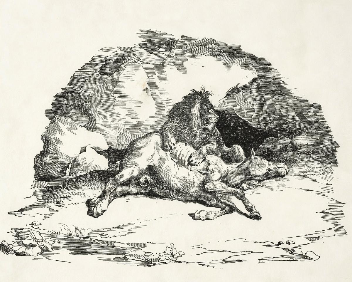 Lion Devouring a Horse by Théodore Géricault — archival fine-art print from Fable