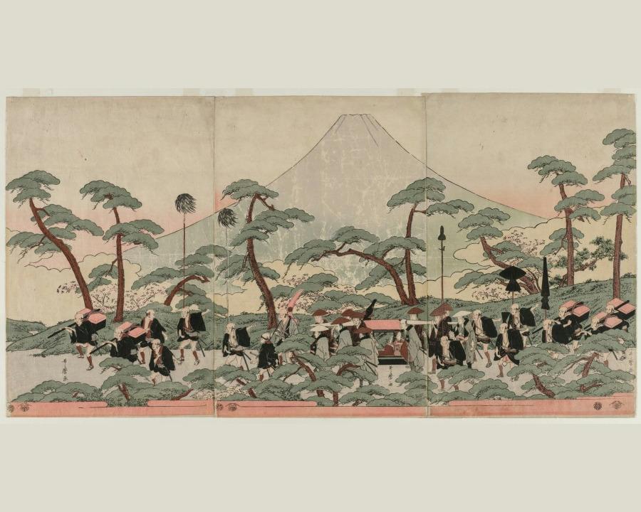 Procession at the Foot of Mount Fuji by Kitagawa Utamaro — archival fine-art print from Fable