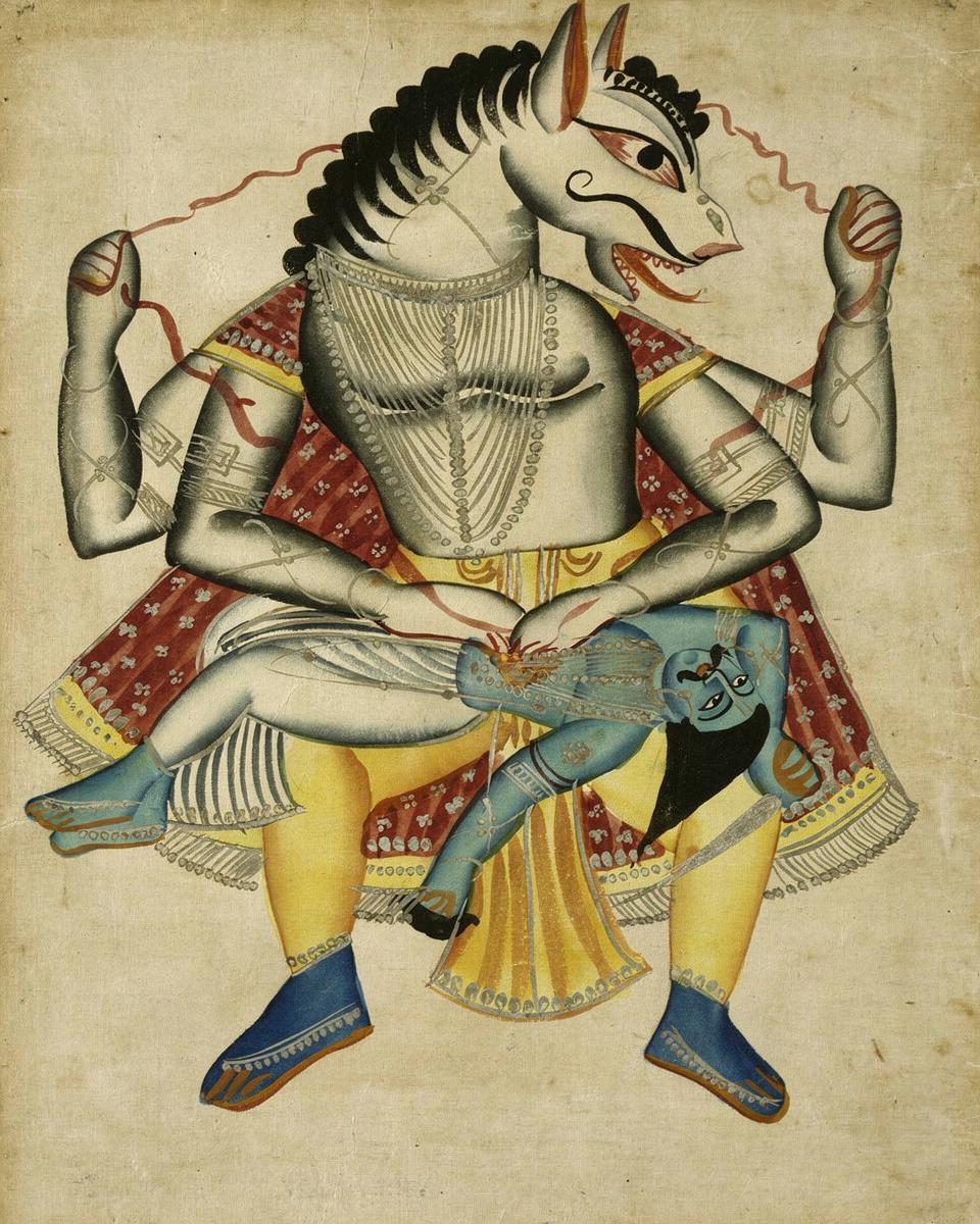 Narasimha and Hiranyakasipu by Unknown — archival fine-art print from Fable