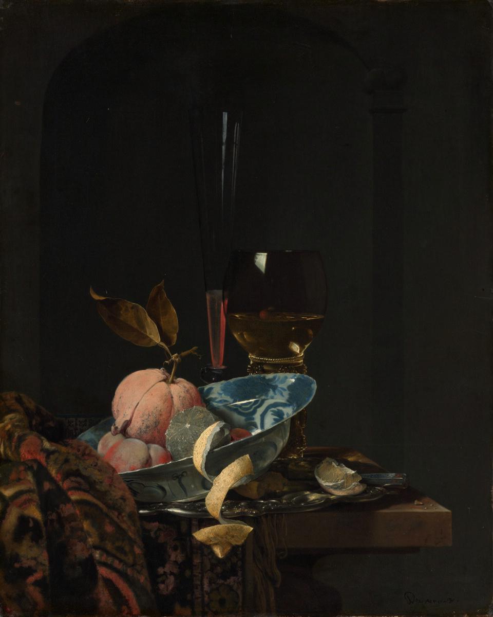 Still Life with Fruit, Glassware, and a Wanli Bowl by Willem Kalf — archival fine-art print from Fable