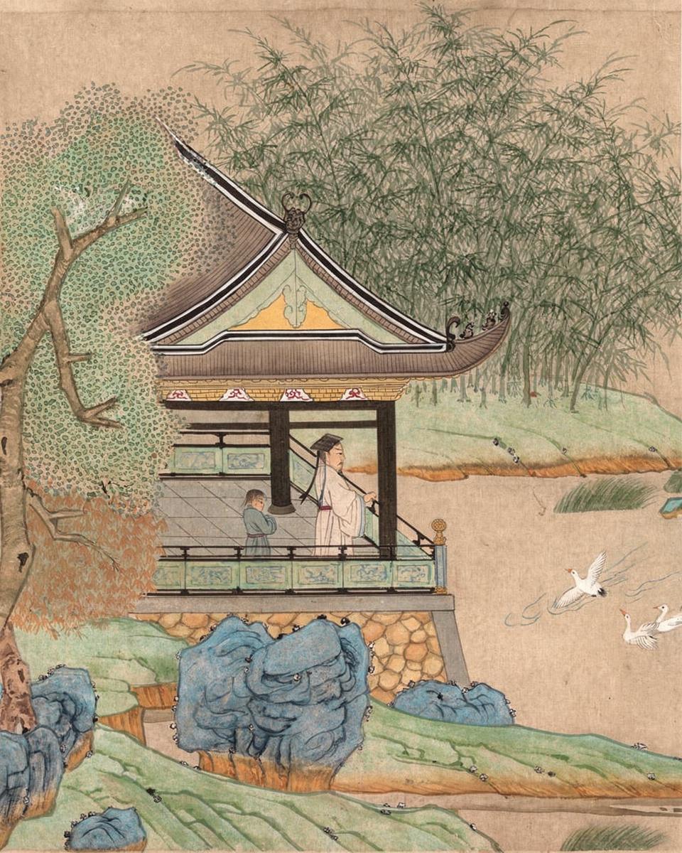 Wang Xizhi watching geese by Qian Xuan — archival fine-art print from Fable