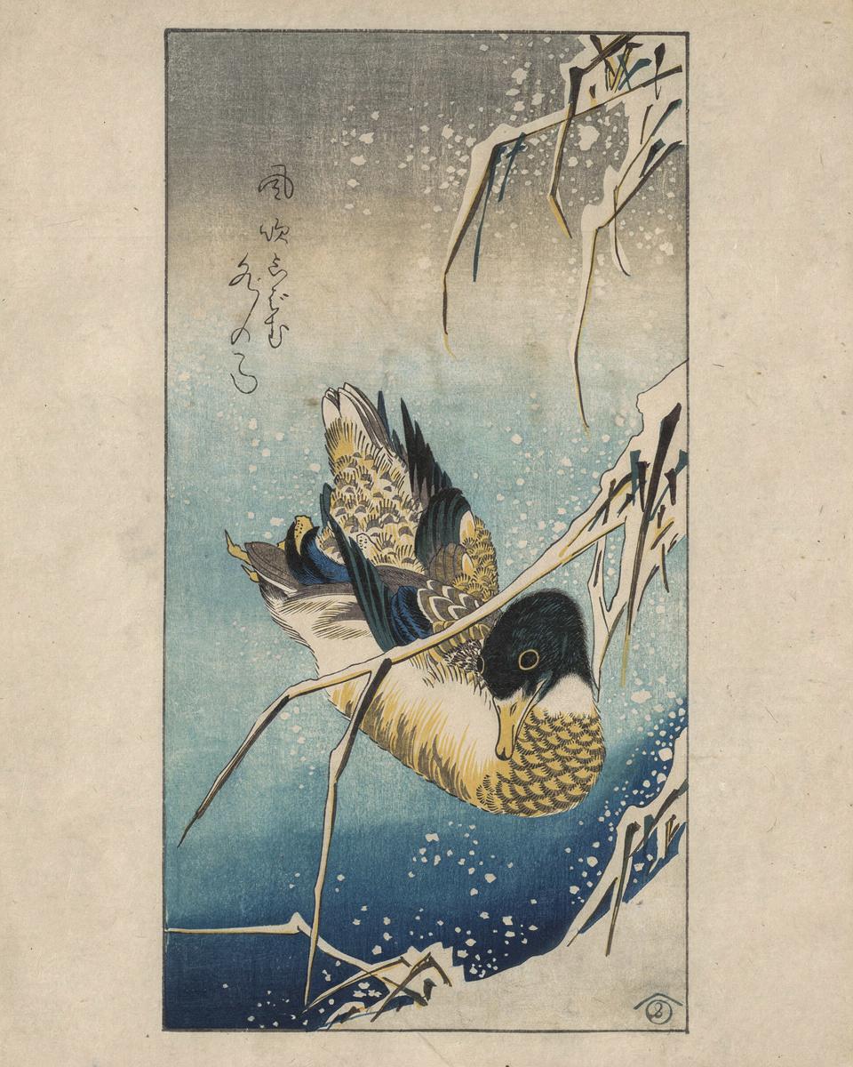 Mallard and Snow-covered Reeds by Utagawa Hiroshige — archival fine-art print from Fable