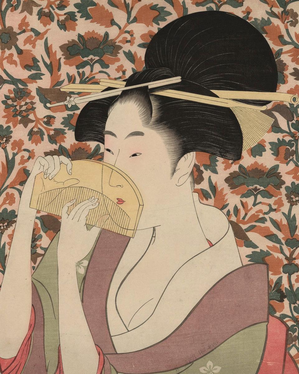 Woman Holding a Tortoise-shell Hair-comb by Kitagawa Utamaro 喜多川 歌麿
Japanese, c.1753-1806 — archival fine-art print from Fable