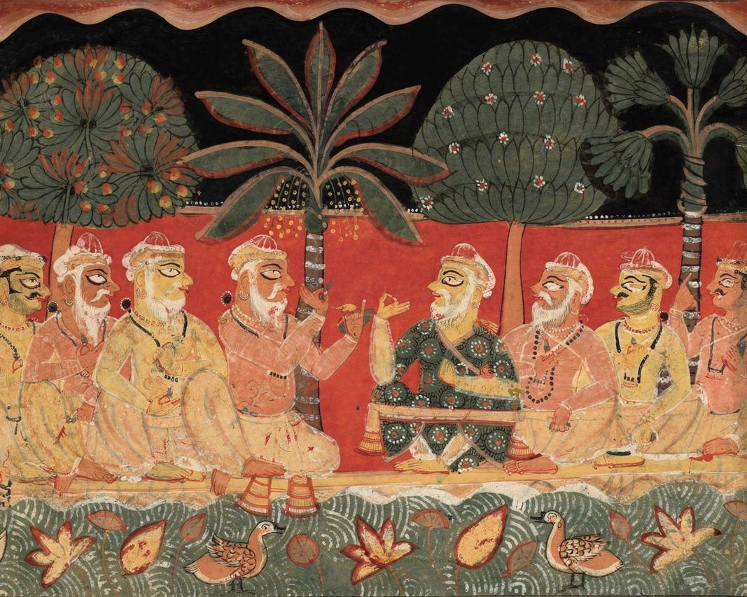 Nanda and the elders, page from a Bhagavata Purana — archival fine-art print from Fable