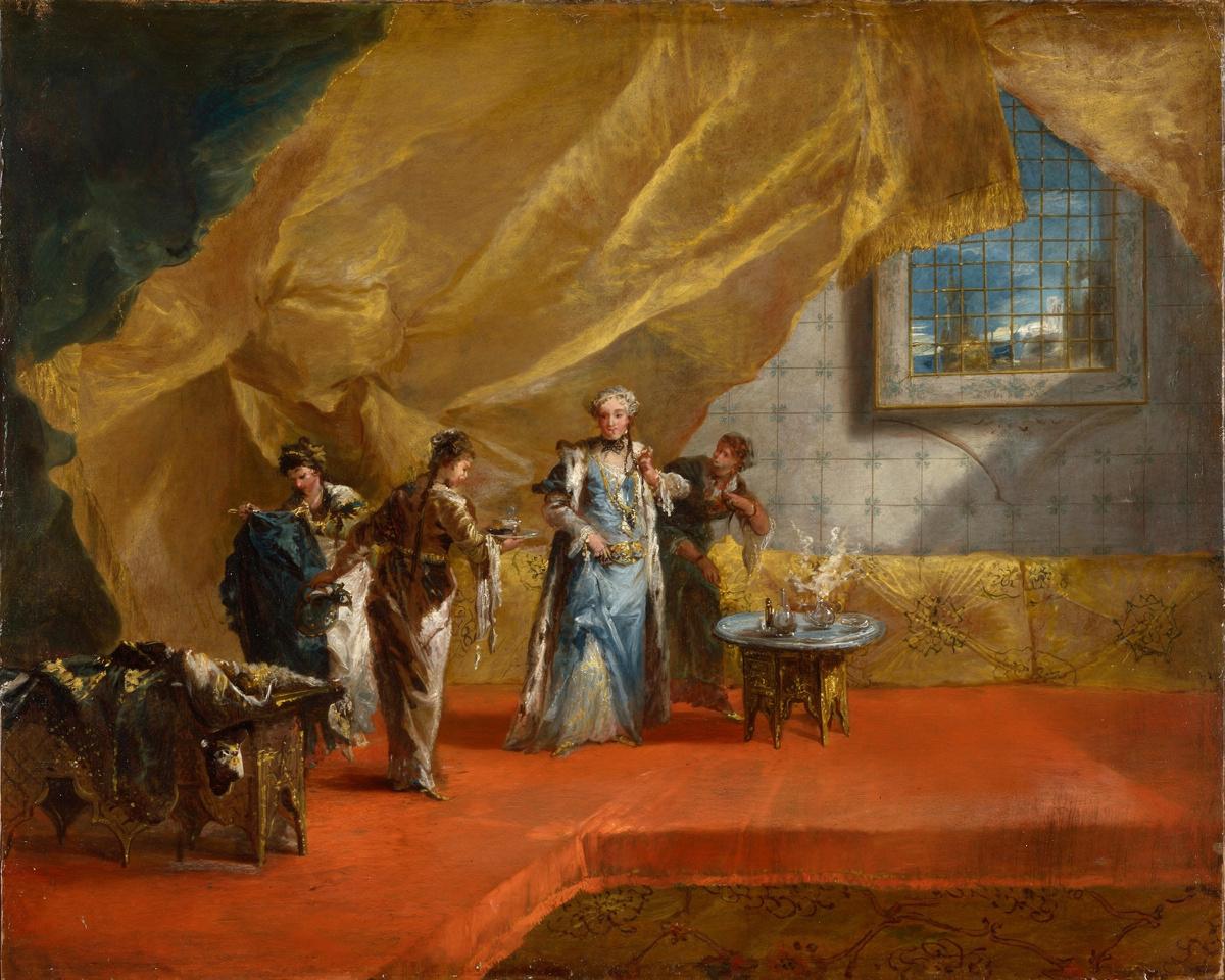 Interior: A Sultana taking Coffee in the Harem by Giovanni Antonio Guardi — archival fine-art print from Fable