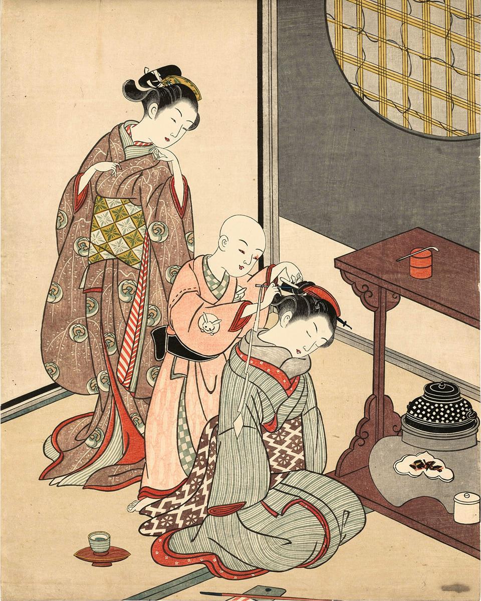 Night Rain of the Tea Stand by Suzuki Harunobu 鈴木 春信 
Japanese, 1725 (?)-1770 — archival fine-art print from Fable