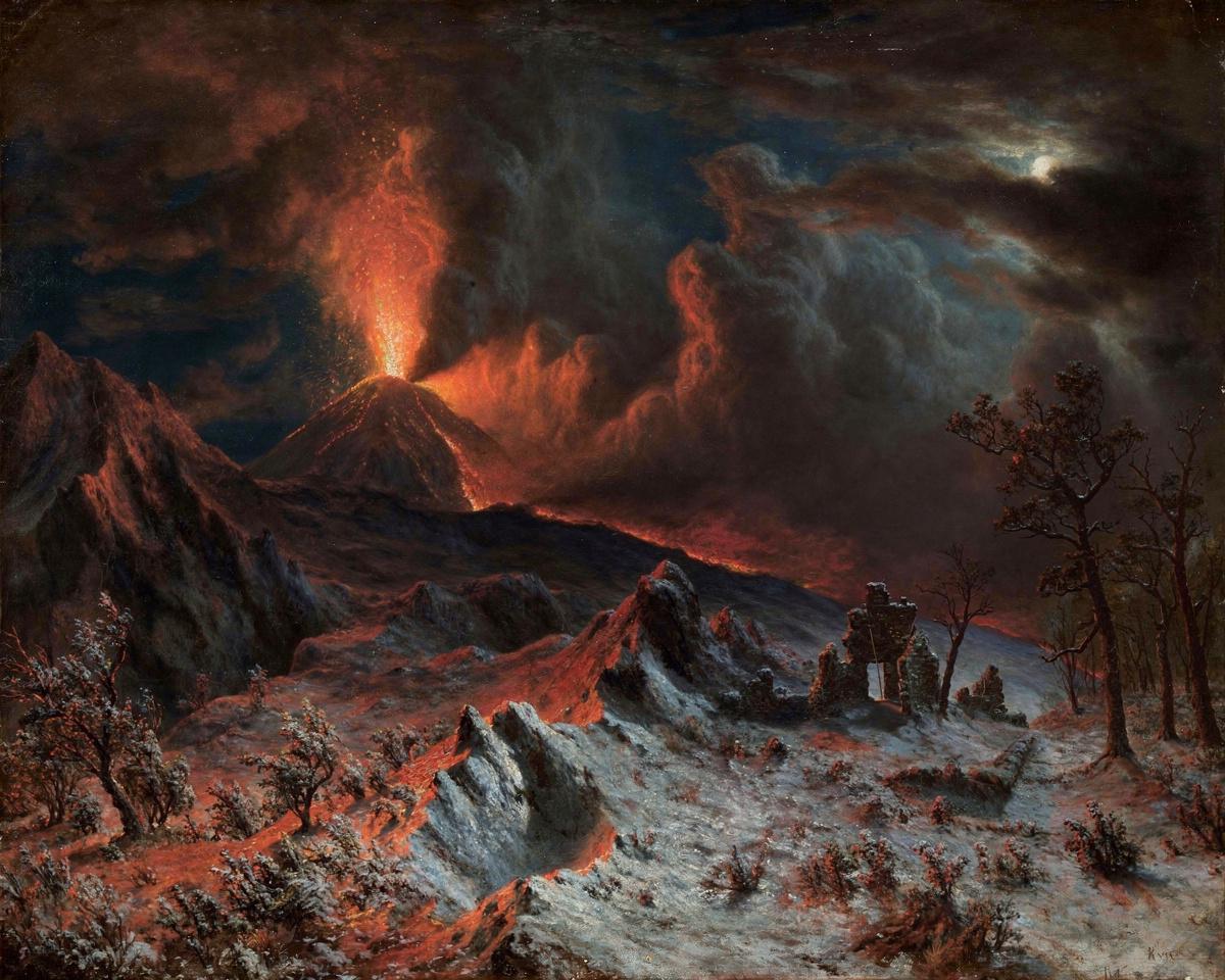 Mount Vesuvius at Midnight by Albert Bierstadt — archival fine-art print from Fable