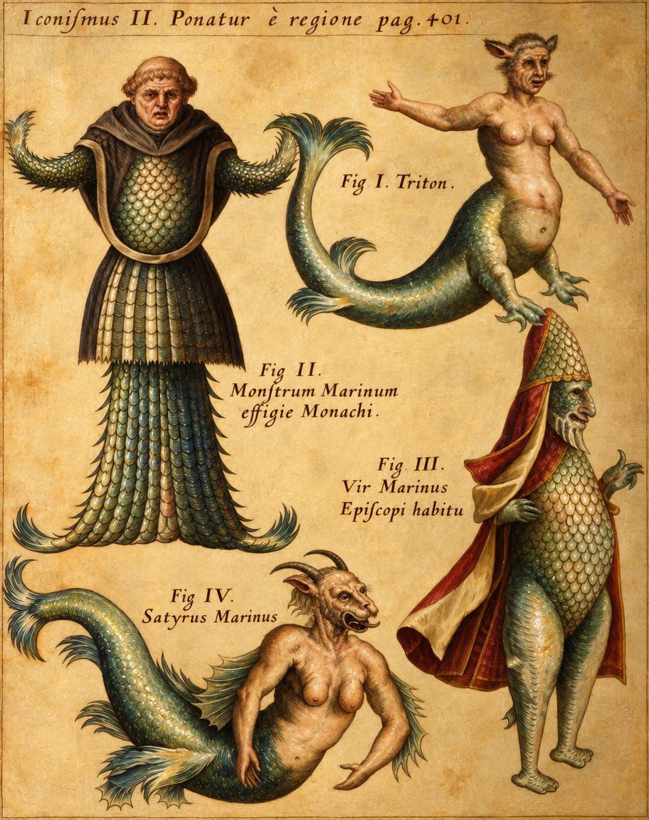 Sea Monsters of Physica Curiosa, Plate II by Gaspar Schott — archival fine-art print from Fable